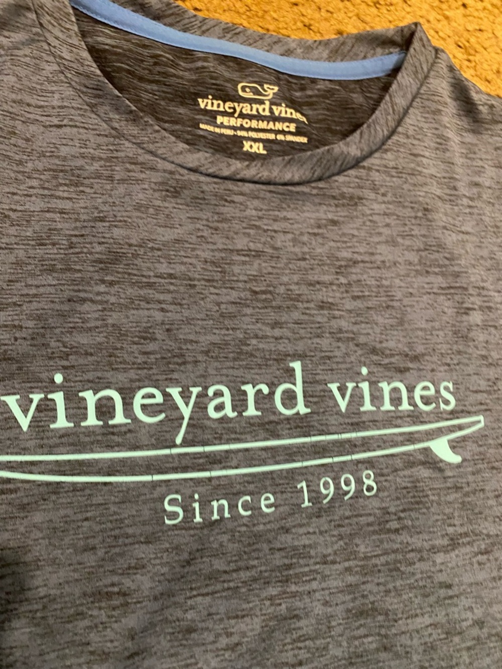 Vineyard Vines Blue Heather Performance Since 1998 Surfboard 🏄Tee with XXL NEW